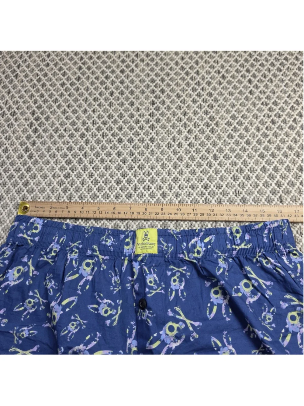 Psycho Bunny Robert Godley Mens XL Boxer Shorts Skull Print 100% Cotton Blue